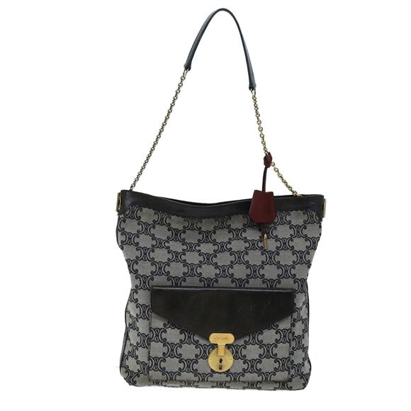 CELINE Triomphe Canvas Shoulder Bag Gray - Picture 2 of 13